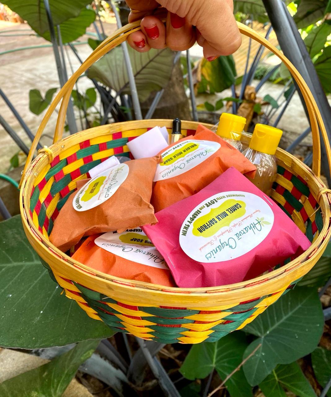 Atharva birthday gift basket with soaps, shampoos, and face wash